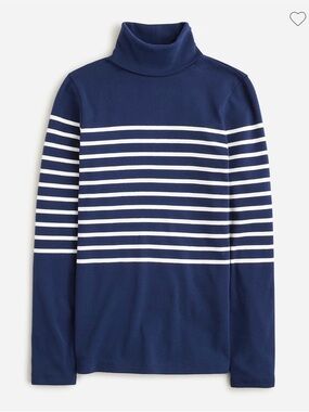 J.Crew Perfect Fit Turtleneck Navy Blue Striped Sweater - Women